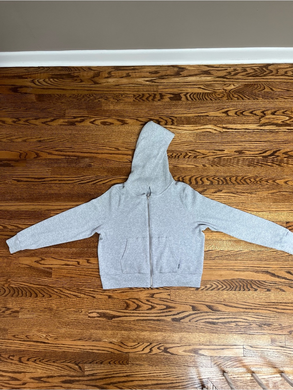 TNA Light Gray Zip Hoodie Cropped